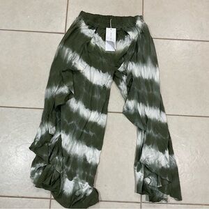 Kaktus Green and White Wide Leg Pants
